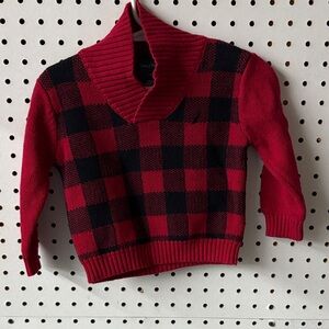 Nautica Red and Black Checkered Sweater